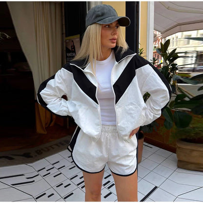Color-Block Zip Jacket Set