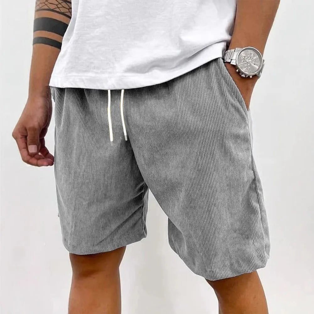 Corduroy Drawstring Casual Shorts