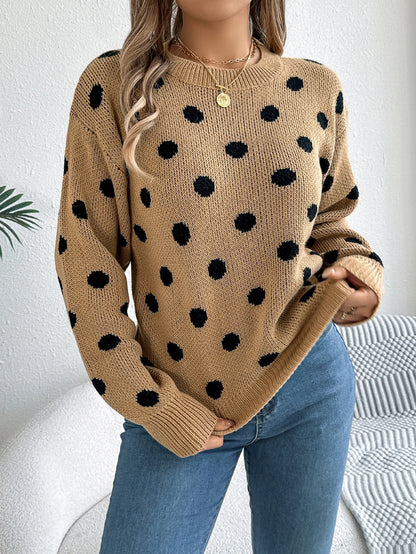 Polka Dot Lantern Sleeve Sweater
