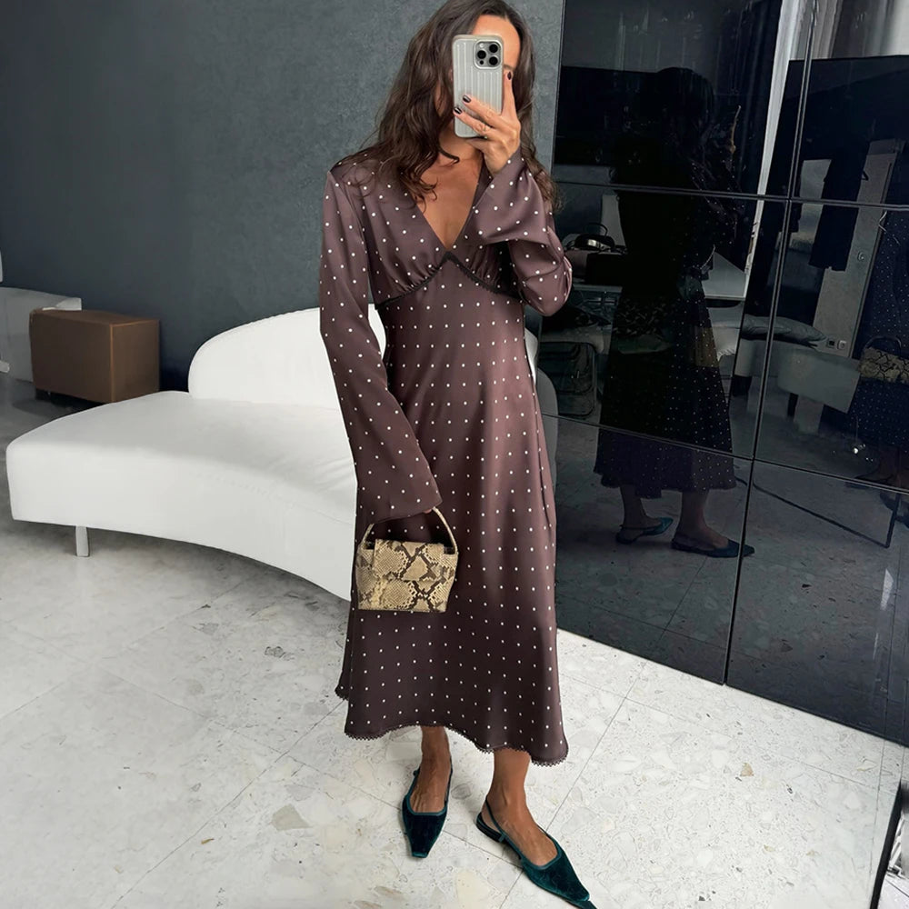 High-Waist Polka Dot Dress