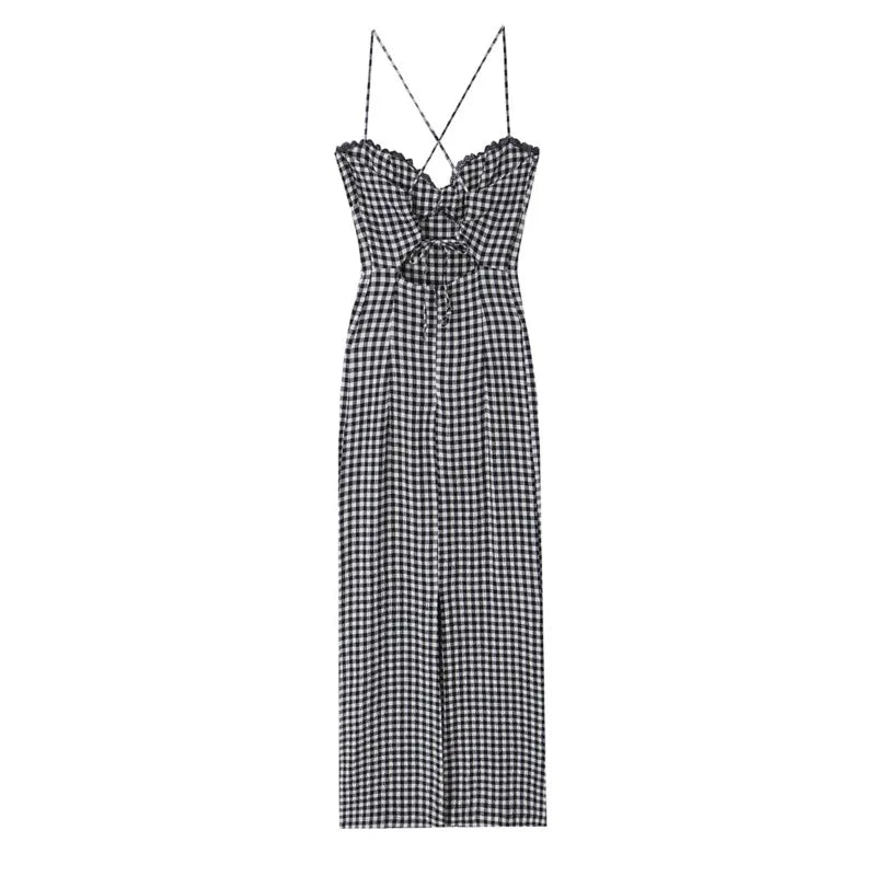Gingham Wide-Strap Dress