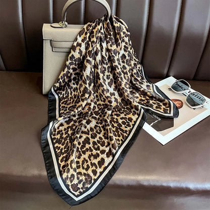 Leopard Print Satin Headscarf
