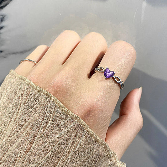 Heart Crystal Silver Ring