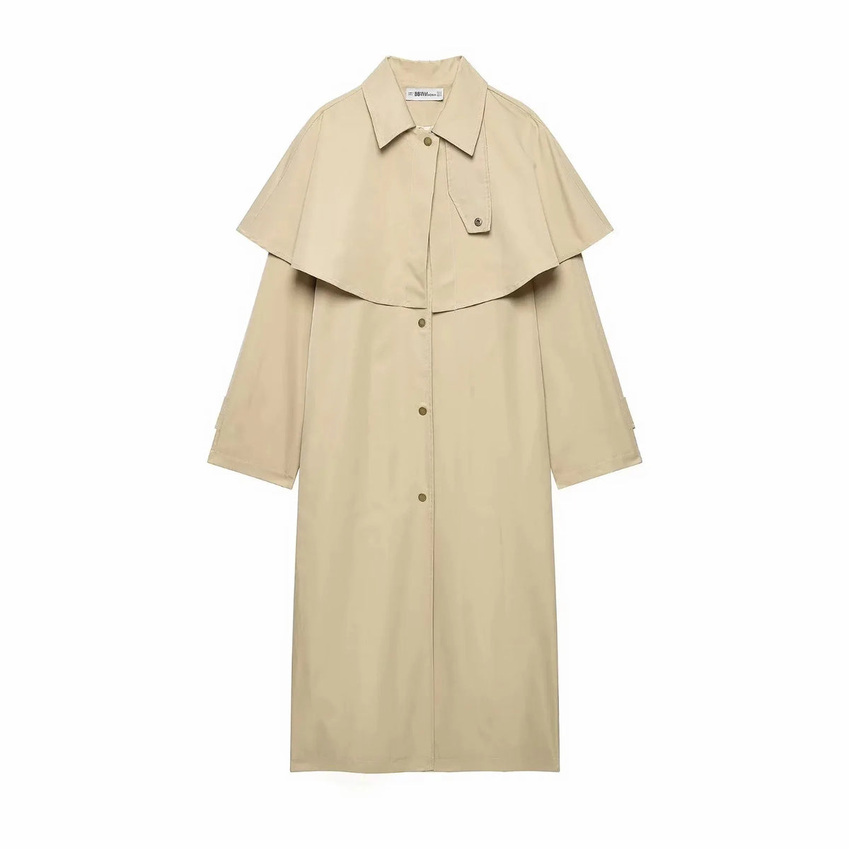 Cape-Overlay Trench Coat