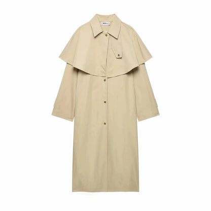 Cape-Overlay Trench Coat
