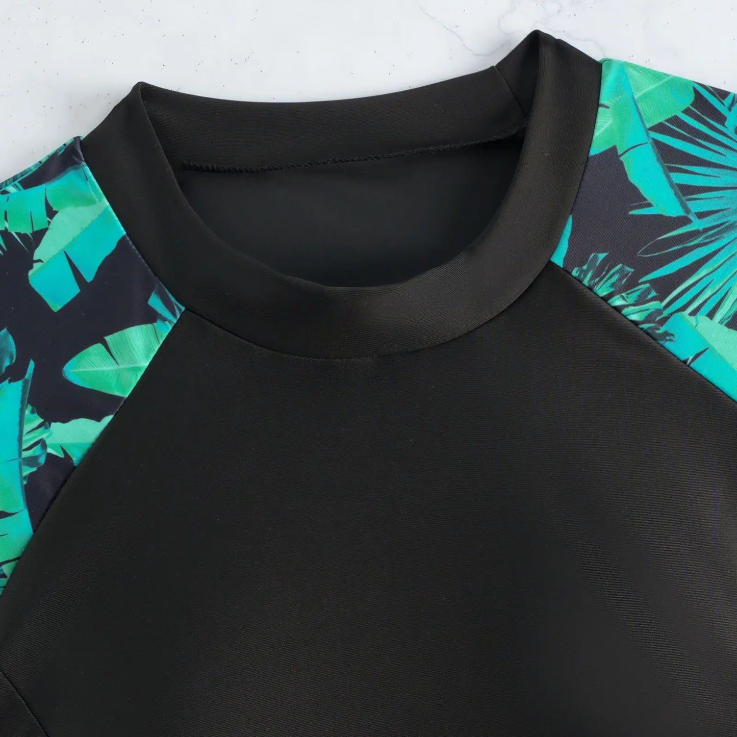 Printed Short Sleeve Tankini