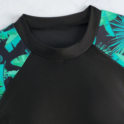 Printed Short Sleeve Tankini