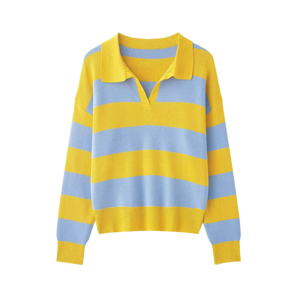 Striped Knit Polo Sweater