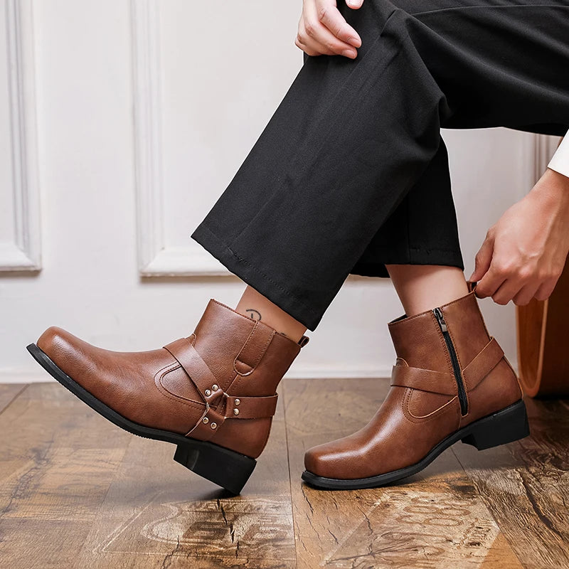 Genuine Leather Mid-calf Cowboy Boots