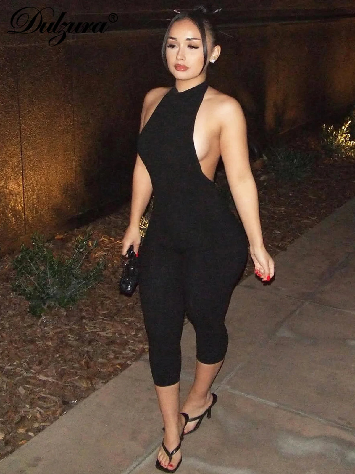 Halter Backless Ribbed Jumpsuit