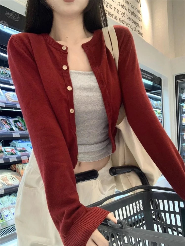 Solid Short Knit Cardigan