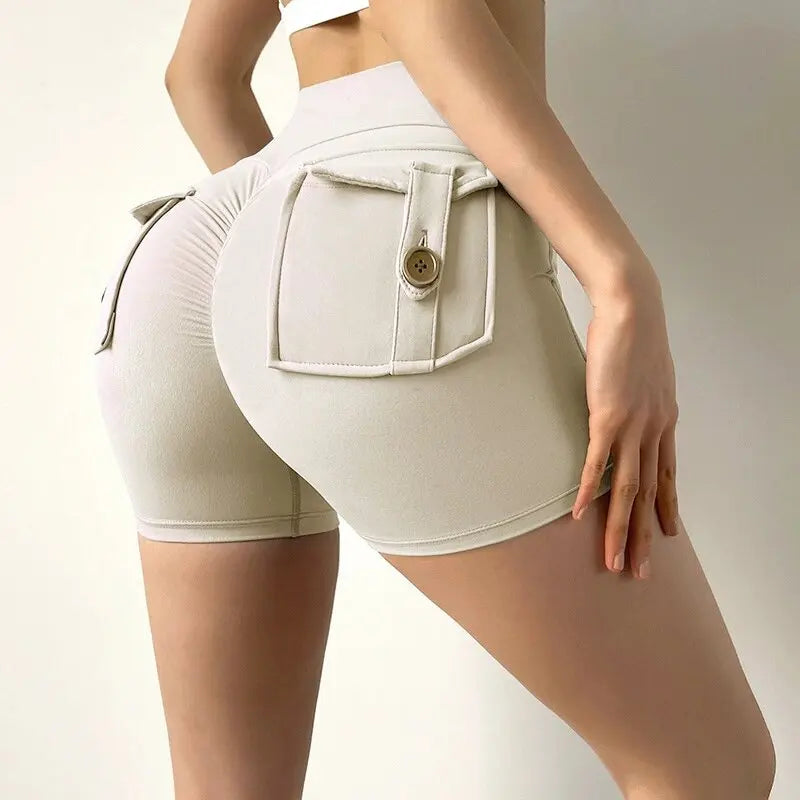 Nylon Ruched Waistband Shorts
