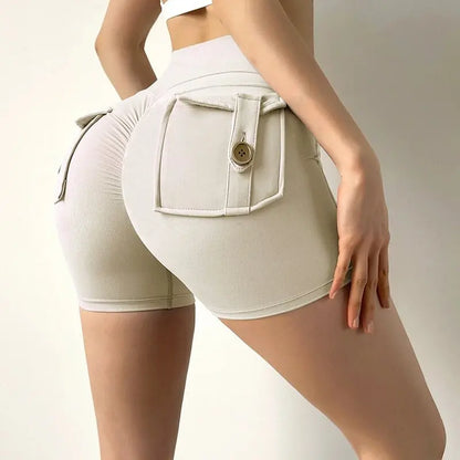 Nylon Ruched Waistband Shorts