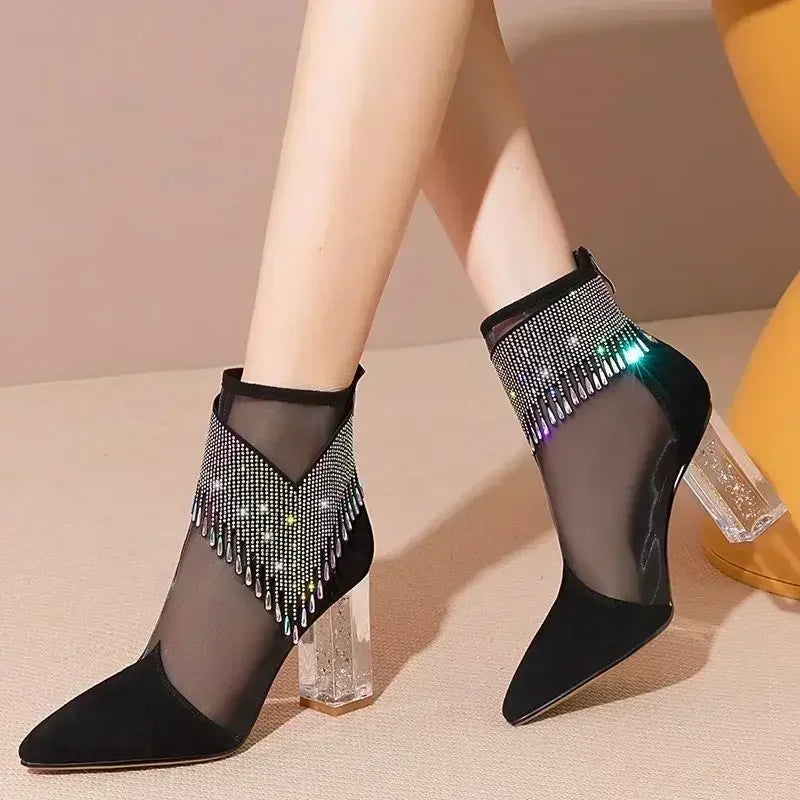 Rhinestone Tassel Dance Boots