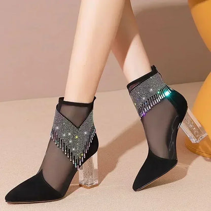 Rhinestone Tassel Dance Boots