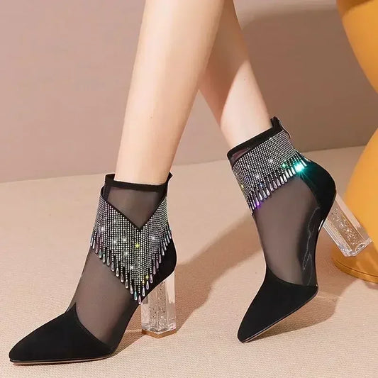 Rhinestone Tassel Dance Boots