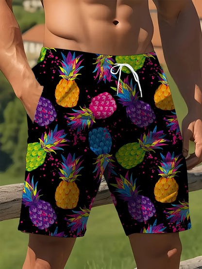 Pineapple Drawstring Beach Shorts