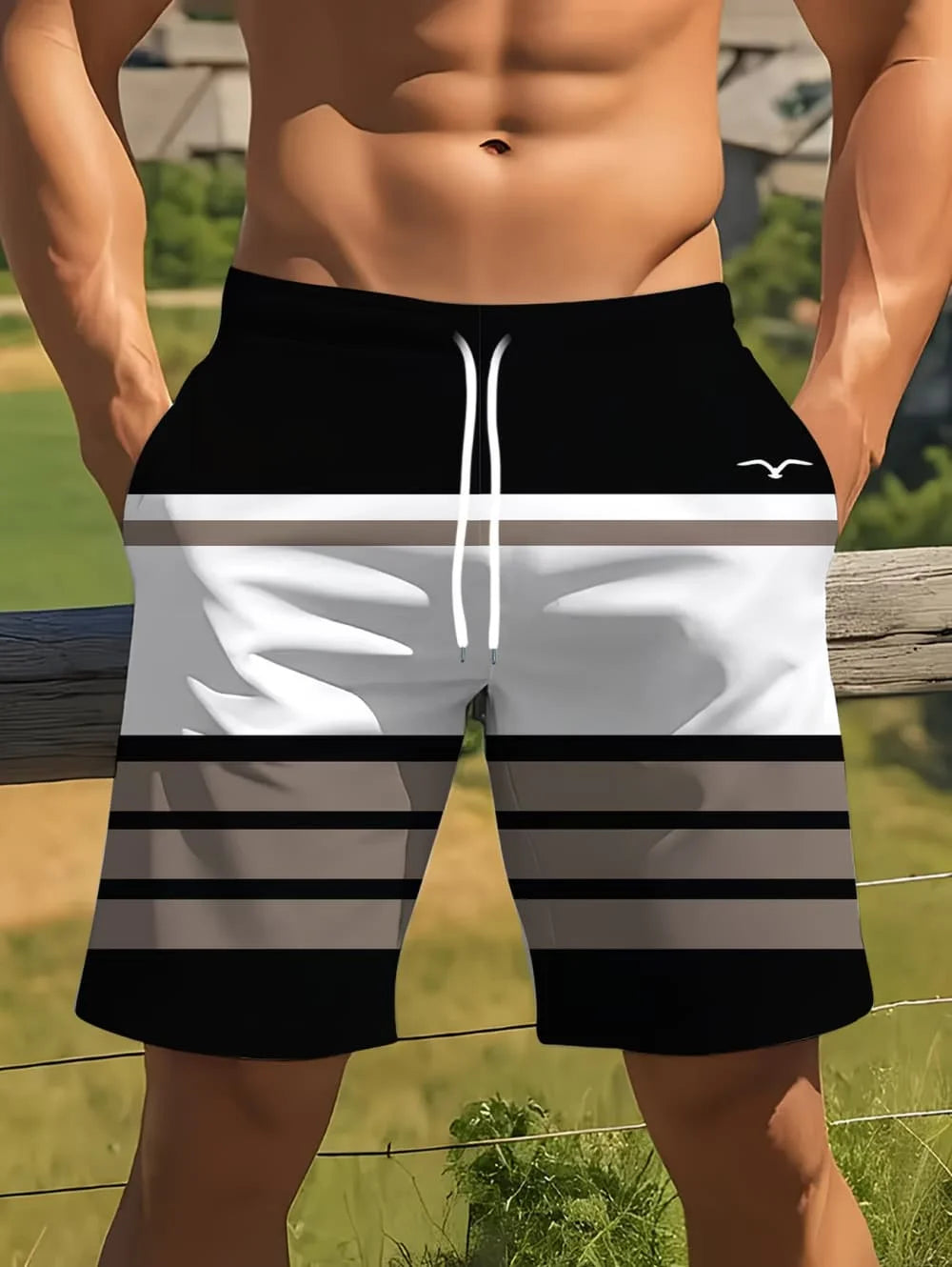 Coconut Tree Print Swim Trunks