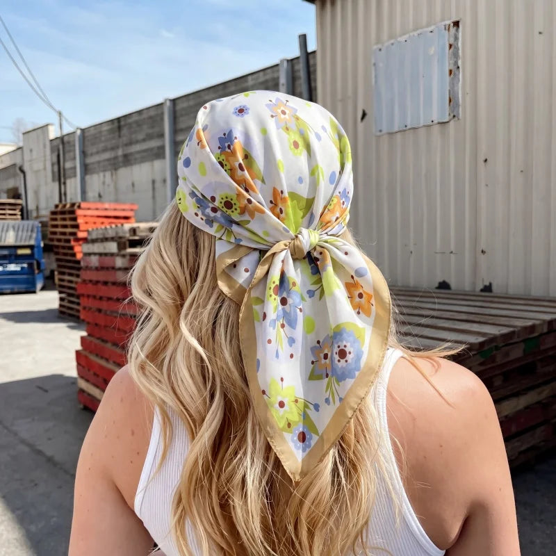 Pink Star Print Square Scarf