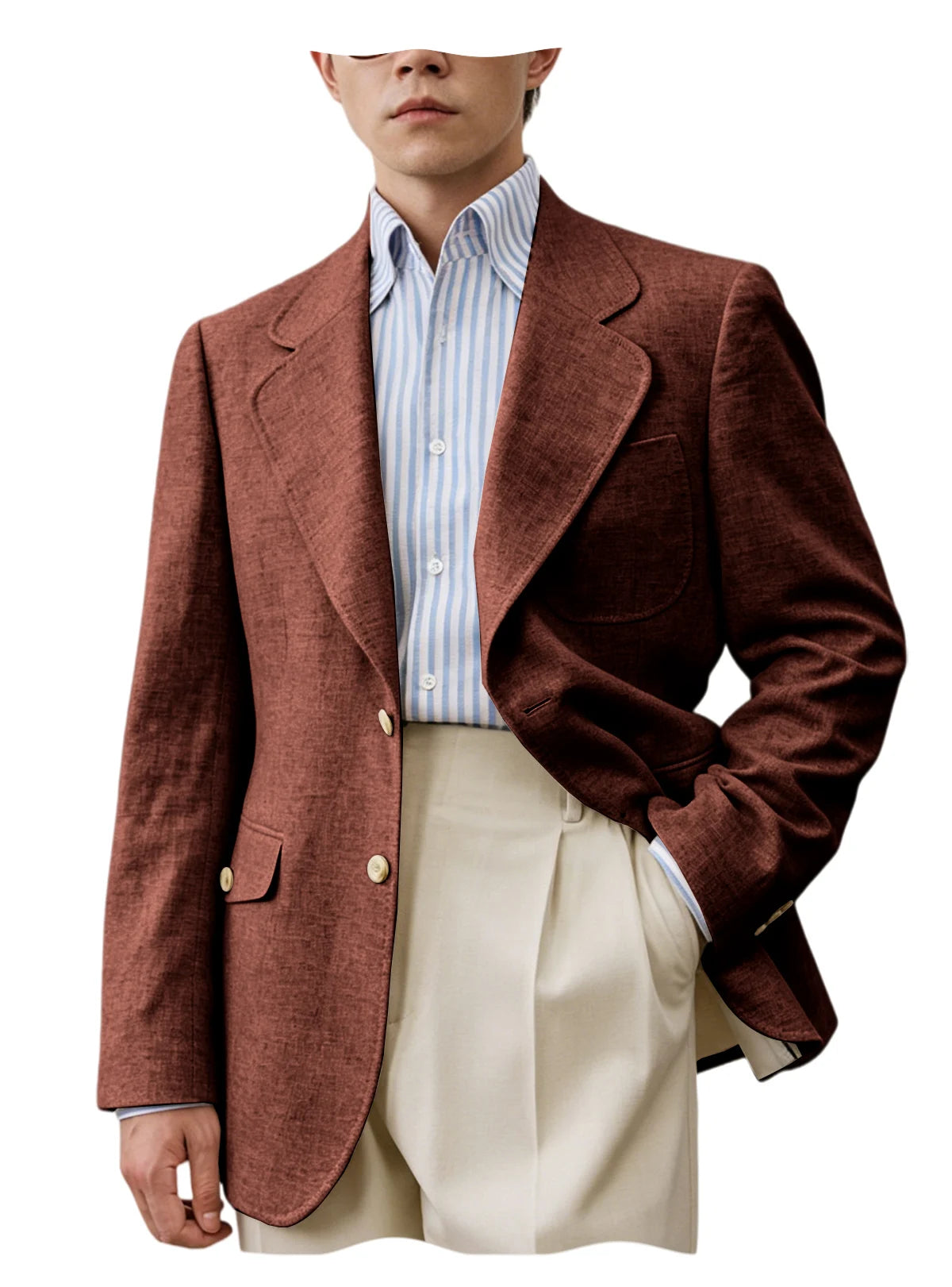 Linen Notch-Lapel Casual Blazer