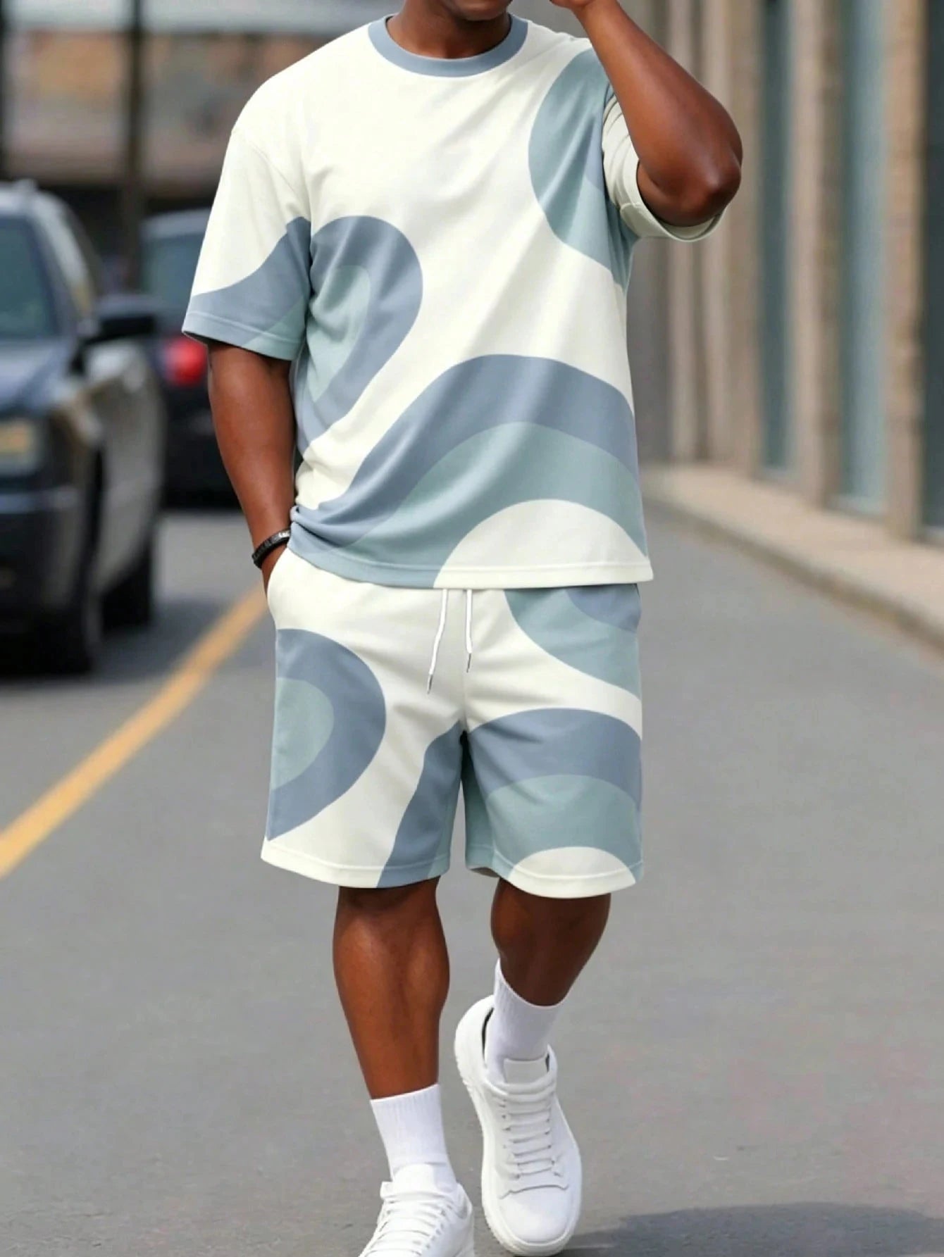 Athletic T-Shirt Drawstring Shorts Set