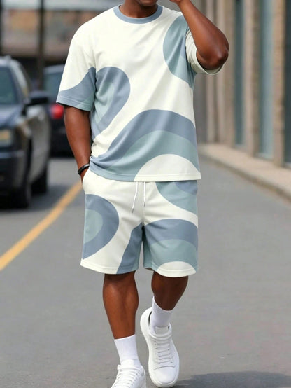 Athletic T-Shirt Drawstring Shorts Set