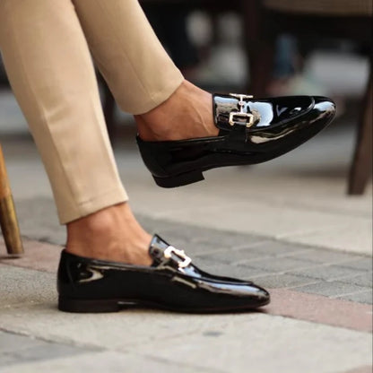 Black PU Leather Slip-on Loafers