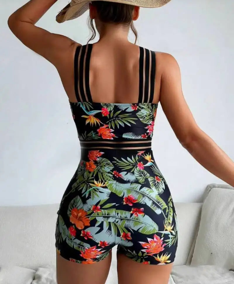 Floral Cross-Strap Romper