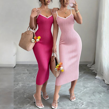 Spaghetti Strap Knit Midi Dress