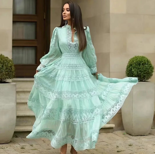 Lace Embroidery Maxi Dress