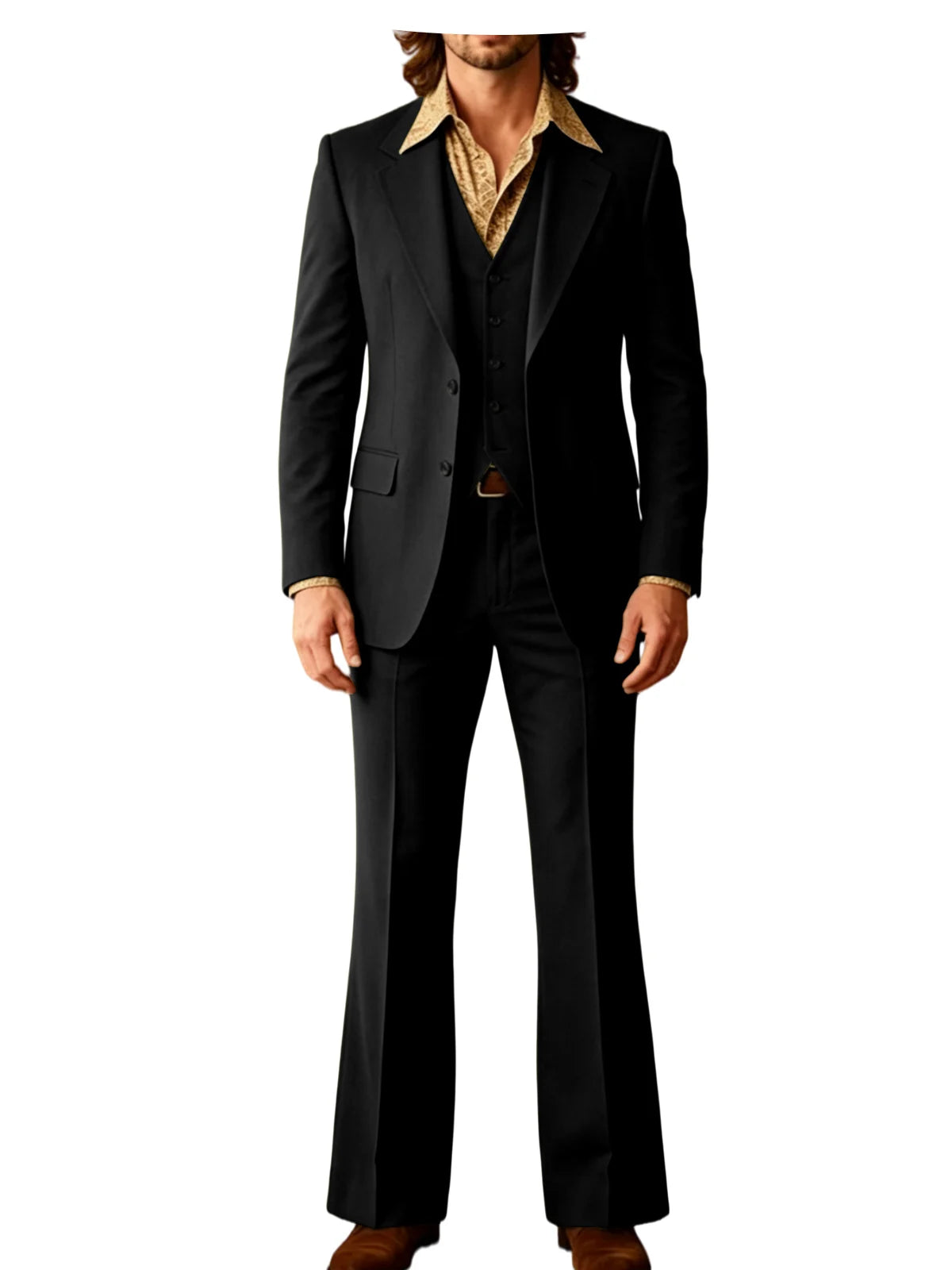 Retro Bell-Bottom Three-Piece Suit