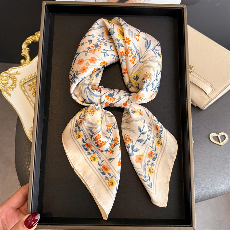 Floral Polyester Square Scarf