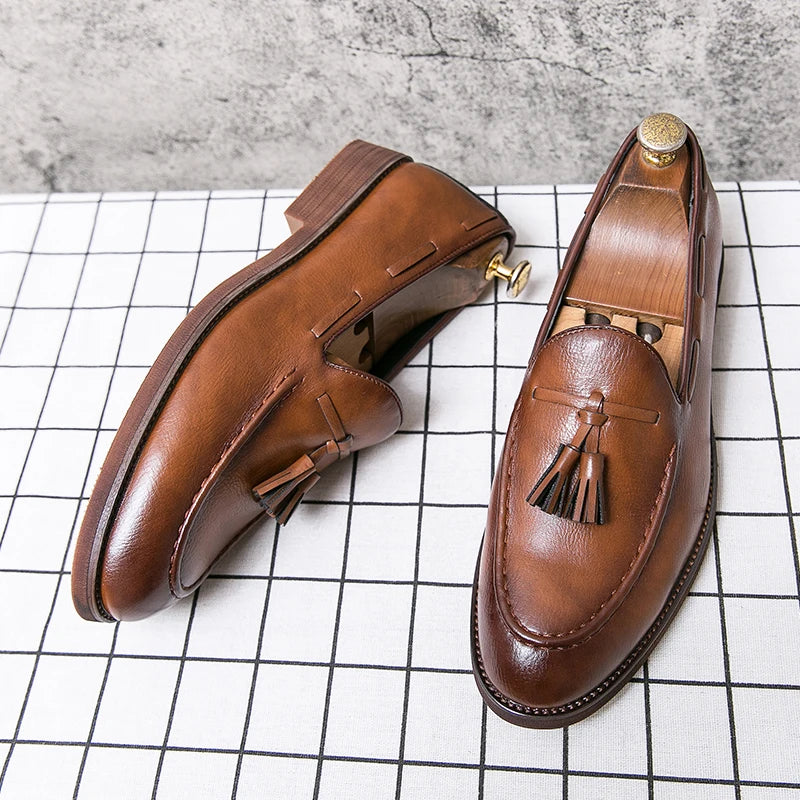 Leather Slip-on High Shoes