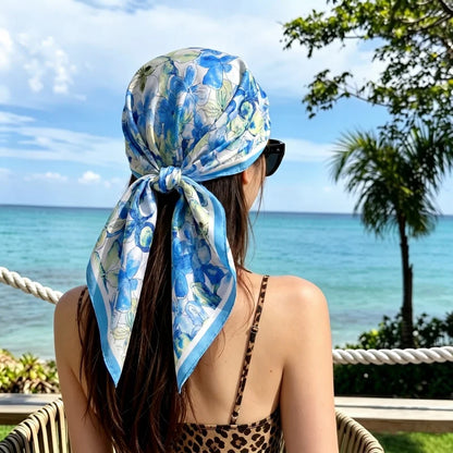 Pink Star Print Square Scarf