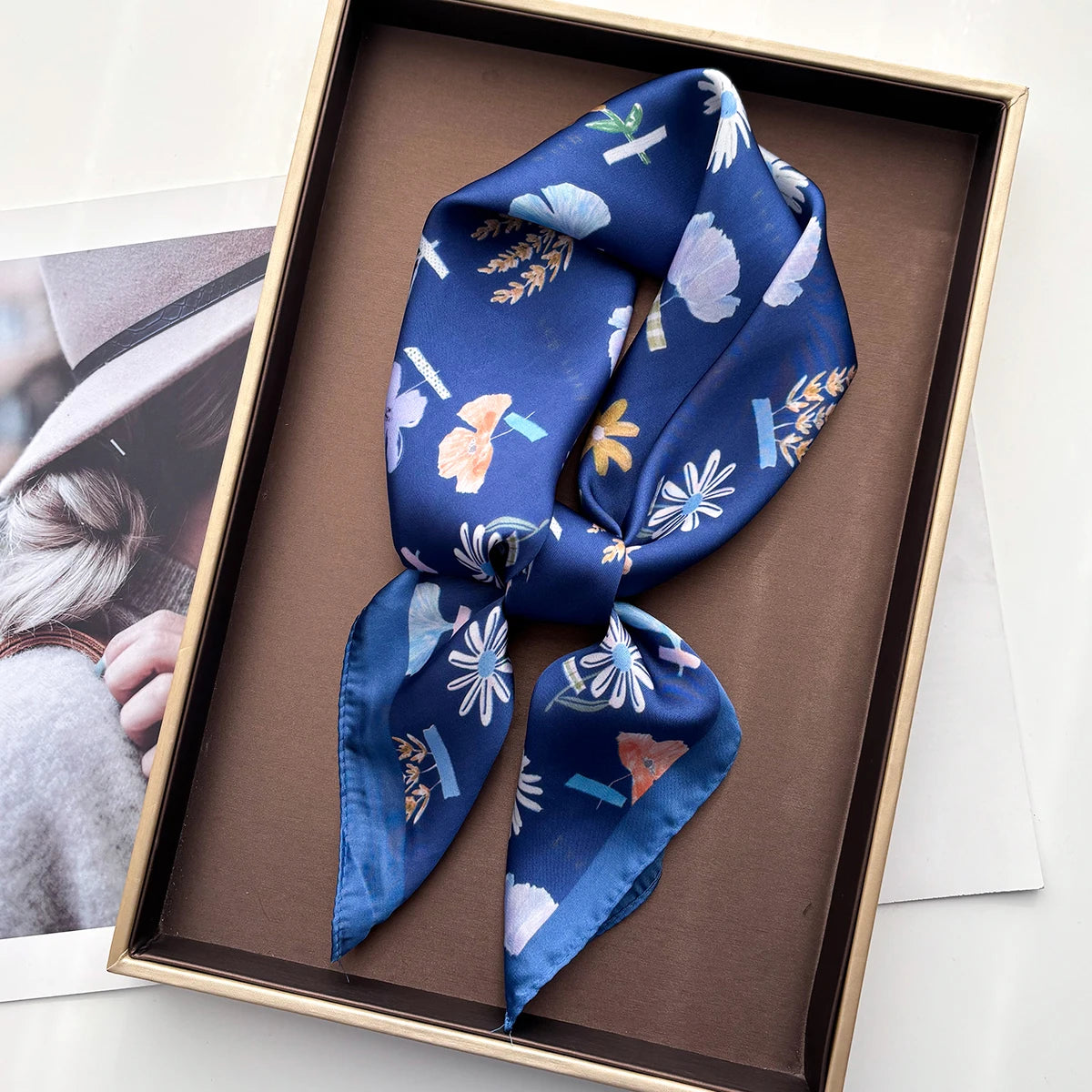 Floral Print Silk Shawl Scarf