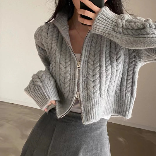 Twist Knit Zip Cardigan