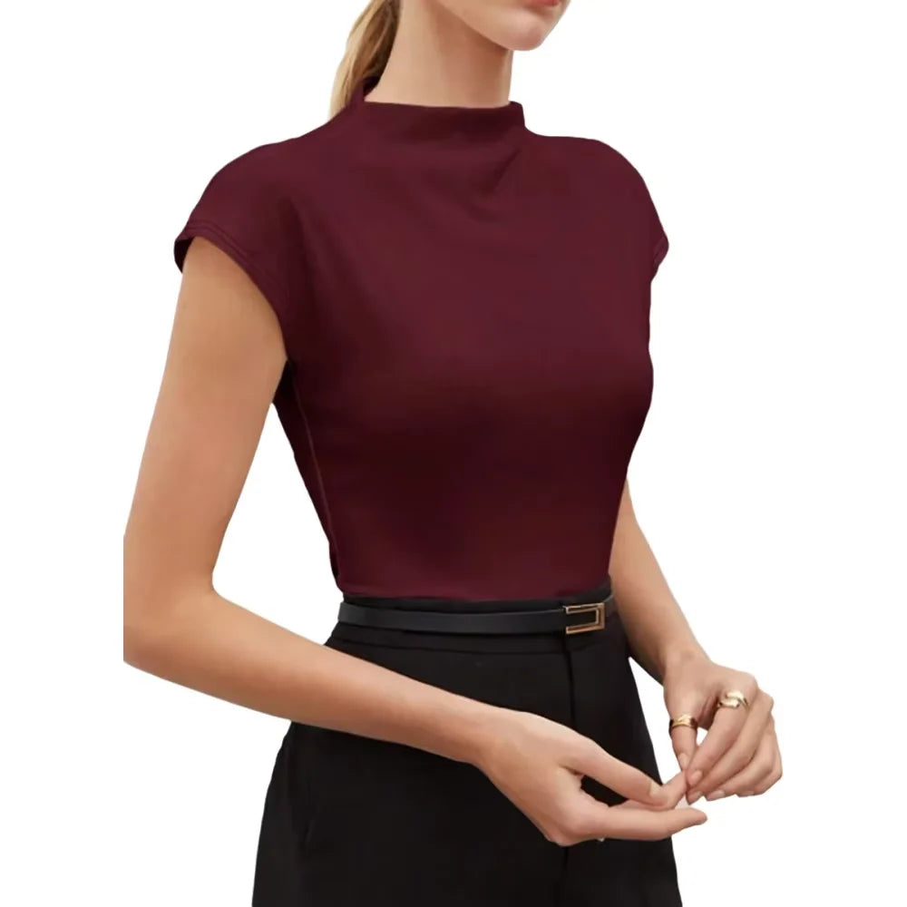 Burgundy Mock Neck Top
