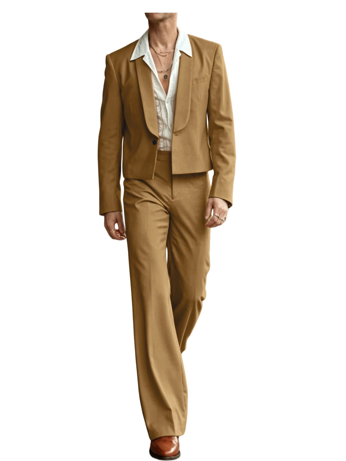 Cropped Blazer Flare Pants Tuxedo Set