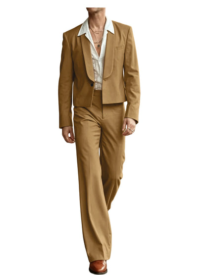 Cropped Blazer Flare Pants Tuxedo Set
