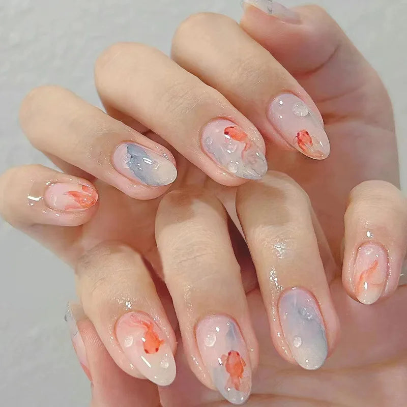 Ocean Blue Press Nails