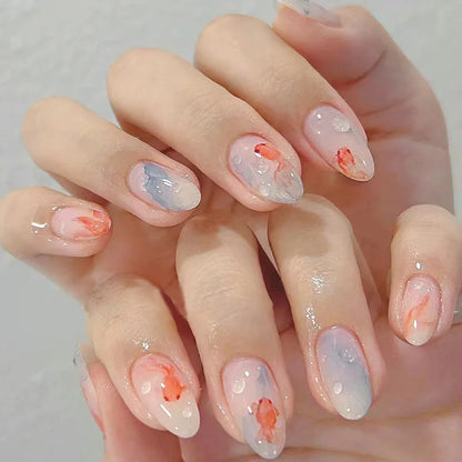 Ocean Blue Press Nails