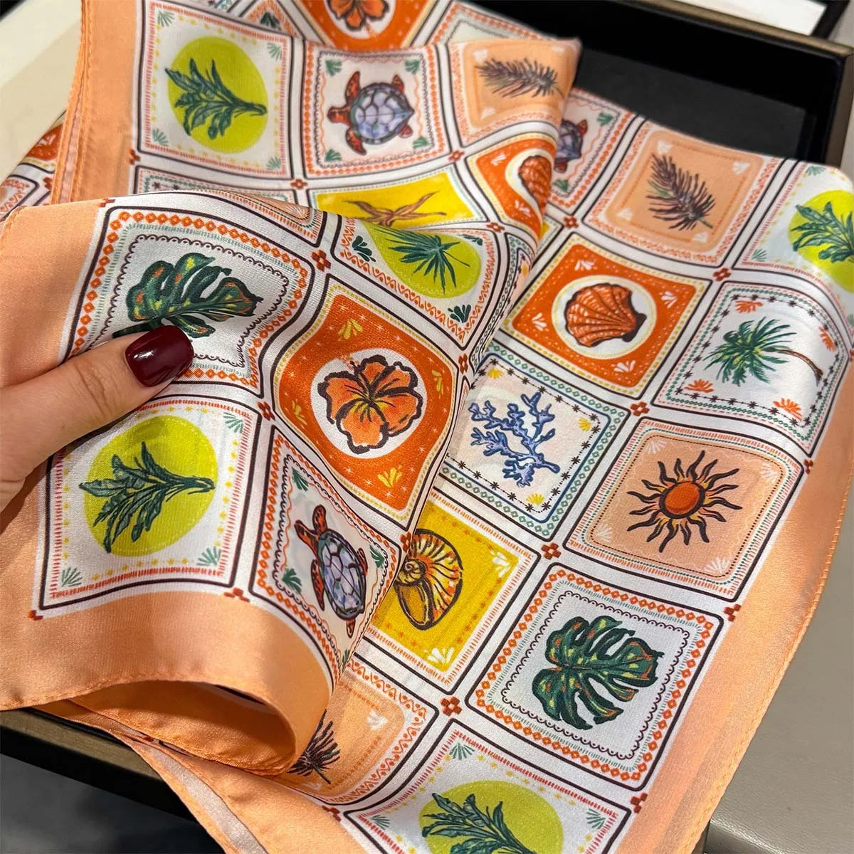 Tropical Print Square Scarf