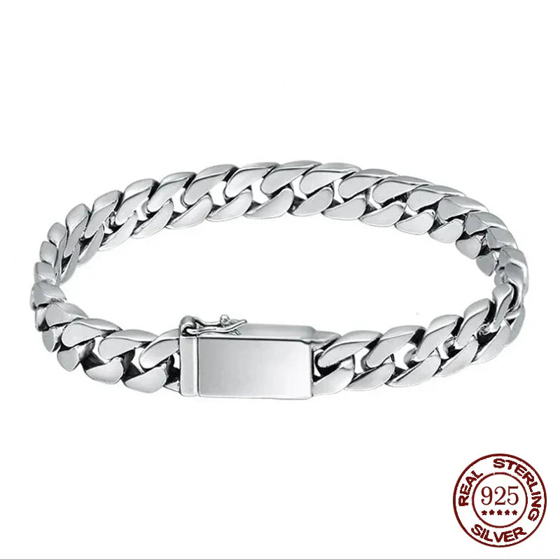 S925 Punk Silver Necklace & Bracelet Set