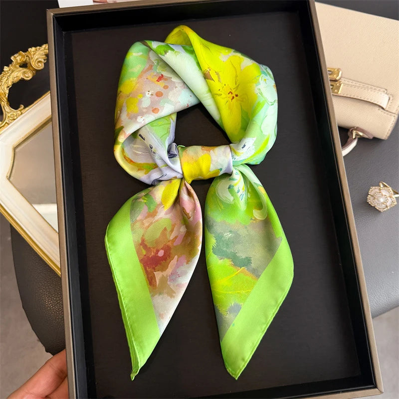 Floral Polyester Square Scarf