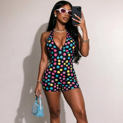 Polka Dot Halter Playsuit
