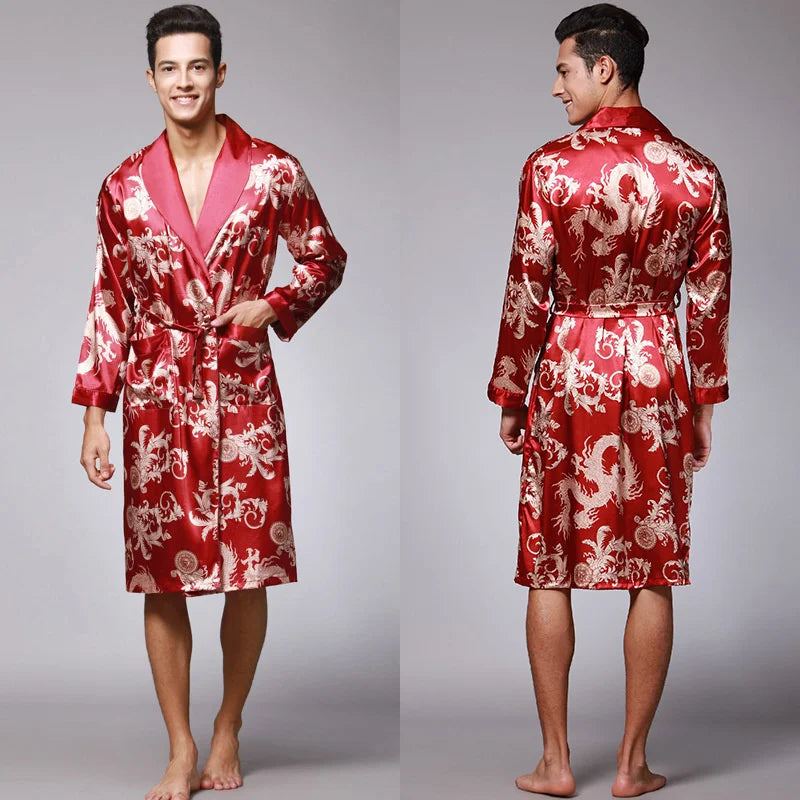 Golden Dragon Silk Bathrobe