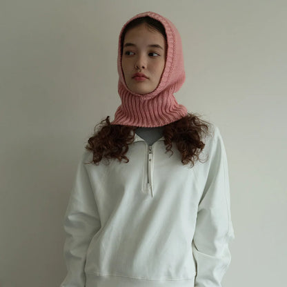 Wool Blend Hooded Scarf Beanie