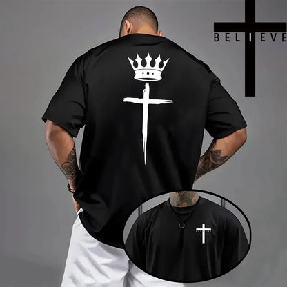 Jesus Cross Print Cotton Tee