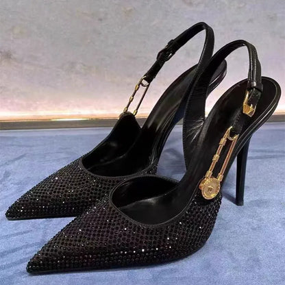 Rhinestone Sequined Slingbacks