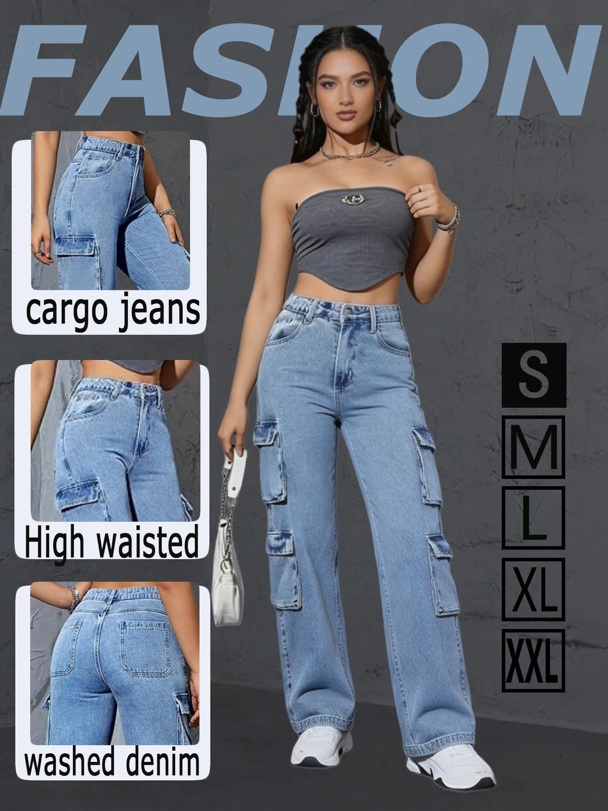 Fleece-Lined Cargo Jeans